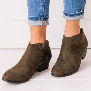 Military Green Casual Comfort Ankle Booties